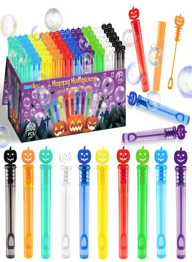 AuroTops 300 PCS Halloween Mini Bubble Wands,Halloween Party Favors for Kids Halloween-Themed Gifts Bubbles Bulk for Trick or Treat Toys for Kids Goodie Bags Stuffers Classroom Prizes,10 Colors - Image 1